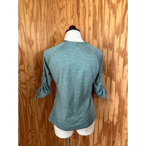 REI Womens Blouse Pullover Top 3/4 Sleeve Heathered Knit Green Size Small - Picture 2 of 7